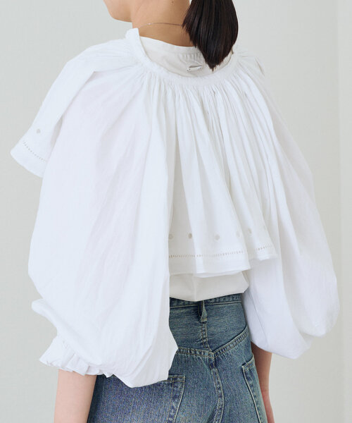 ブラウス シャツ crinkle embroidery cropped blouse レディース Loungedress ブラウス シャツ 「crinkle 」embroidery cropped