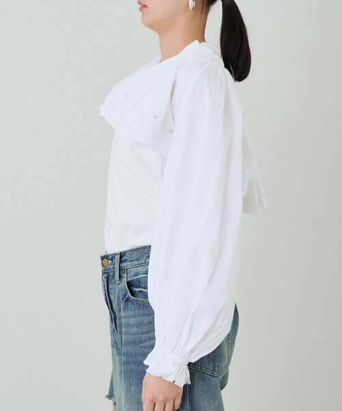 Loungedress ブラウス シャツ 「crinkle 」embroidery cropped
