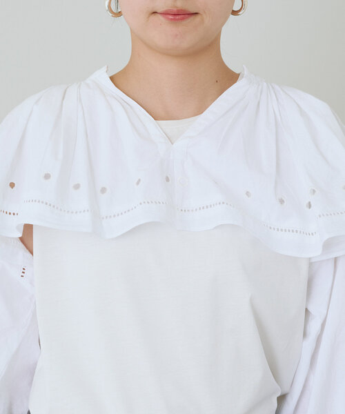 ブラウス シャツ crinkle embroidery cropped blouse レディース Loungedress ブラウス シャツ 「crinkle 」embroidery cropped