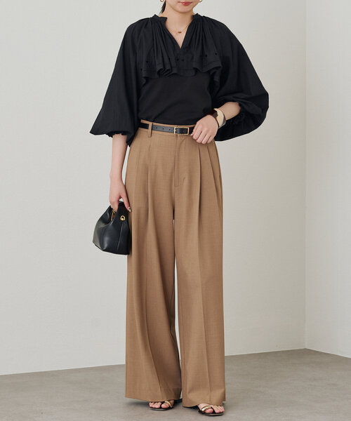 ブラウス シャツ crinkle embroidery cropped blouse レディース Loungedress ブラウス シャツ 「crinkle 」embroidery cropped