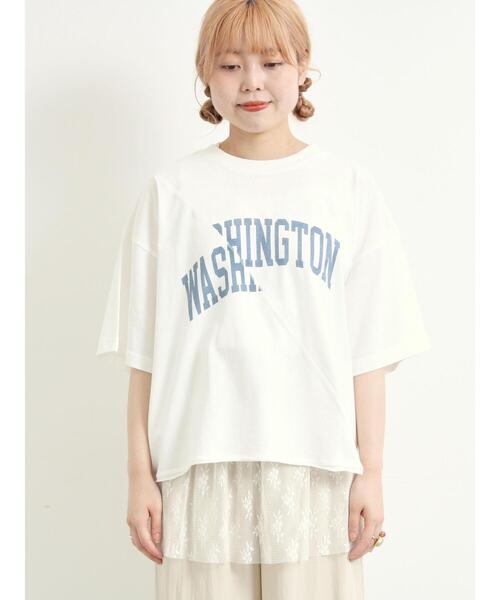 Samansa Mos2（サマンサモスモス） tシャツ ブロッキングロゴプリントT