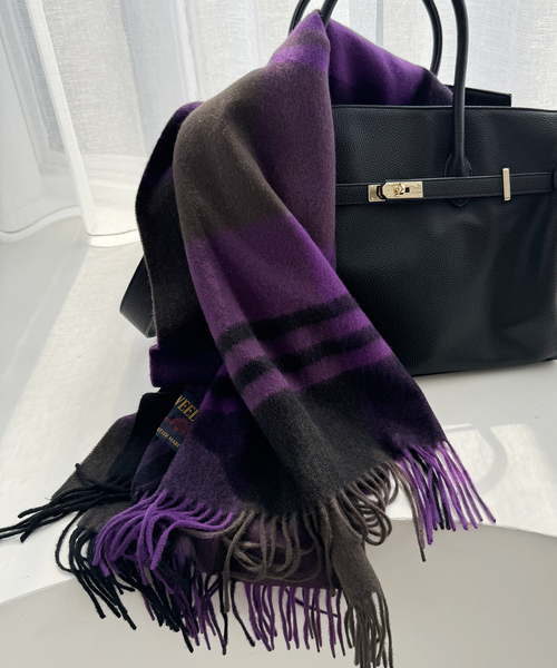 ツイードミル　チェックストール　パープルC ルージュ ヴィフ ラクレ Rouge vif la cle 【TWEEDMILL/ツイード