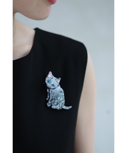 cawaii ブローチ 青い目のミルキーな猫ちゃんブローチ レディース