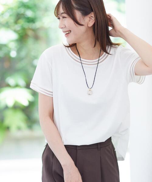 tシャツ 「インナーにおすすめ」シアーテープディティールプルオーバー レディース