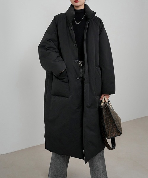 【新品未使用】ボリューム袖　エコロングダウンコート　中綿キルティング c.u.l ダウンコート ダウンジャケット 中綿 ボリューム ロングエコ