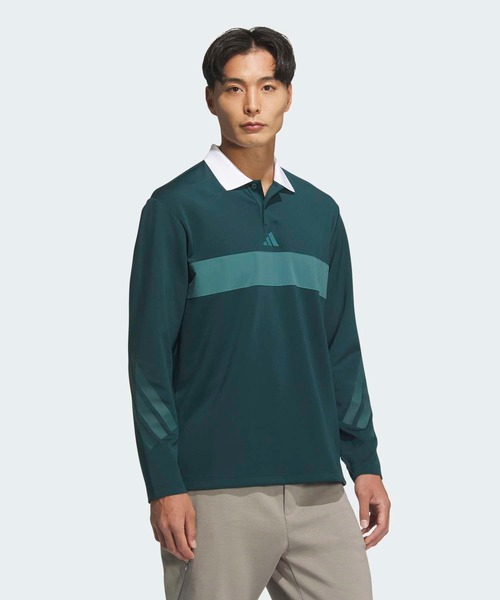 adidas ダークグリーン ポロシャツ Mサイズ アディダス ゴルフウェア 長袖シャツ 秋 冬 ビヨンド ザ コース カラー
