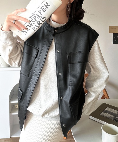 新品格安O&Eファスナーポケット付き1,5mmベストL175cmくらい classicalelf（クラシカルエルフ） ベスト ジレ 羽織るだけで、モード