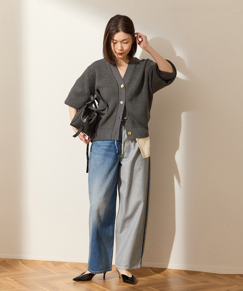 美品 ジャーナルスタンダードレサージュ 金ボタン ロングカーディガン 黒 journal standard L'essage（ジャーナルスタンダードレサージュ）の