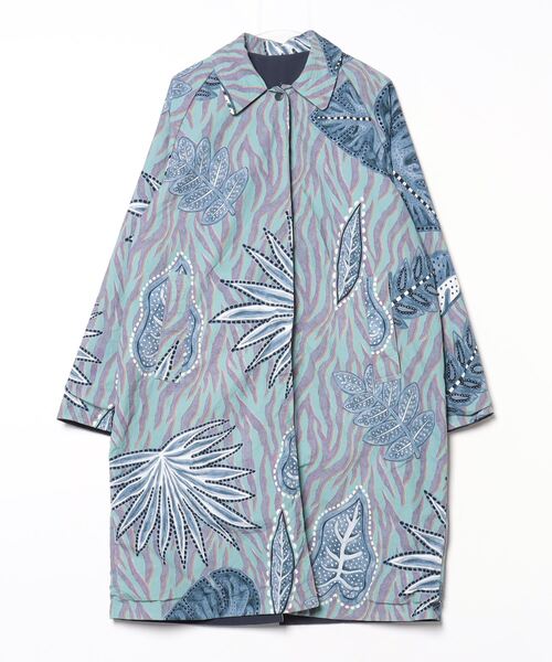 「ear PAPILLONNER」 刺繍ステンカラーコート「sampoコラボ」 - ネイビー レディース_画像3