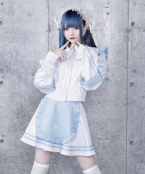 Amilige（アミリージュ） ワンピース ラインフリル袖ZIPトップス＋