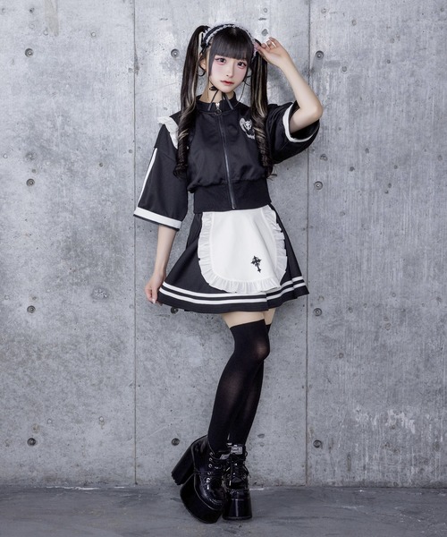 Amilige（アミリージュ） ワンピース ラインフリル袖ZIPトップス＋