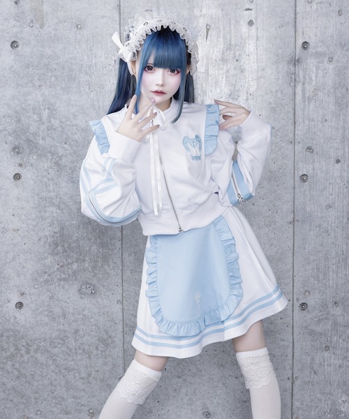 Amilige（アミリージュ） ワンピース ラインフリル袖ZIPトップス＋