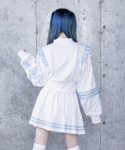 Amilige（アミリージュ） ワンピース ラインフリル袖ZIPトップス＋