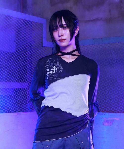 NIBBLE POISON（ニブルポイズン） tシャツ ツギハギフレア袖プル