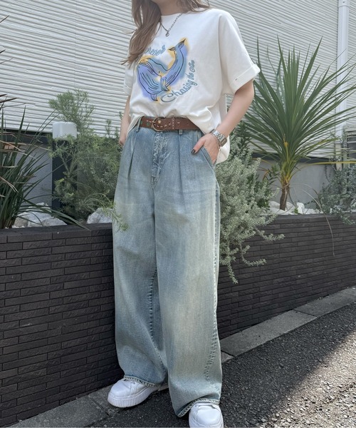 「DOUBLE NAME」 半袖Tシャツ FREE オフホワイト レディース_画像2