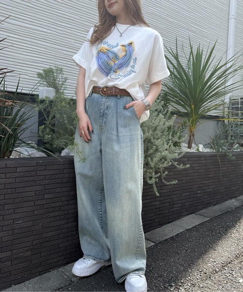 「DOUBLE NAME」 半袖Tシャツ FREE オフホワイト レディース_画像6