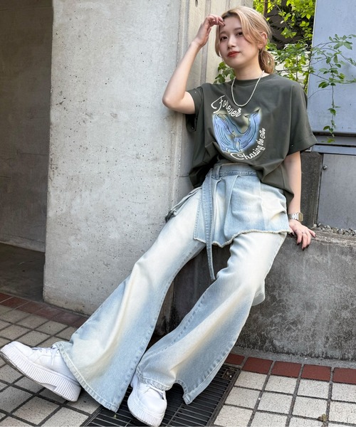 「DOUBLE NAME」 半袖Tシャツ FREE オフホワイト レディース_画像7