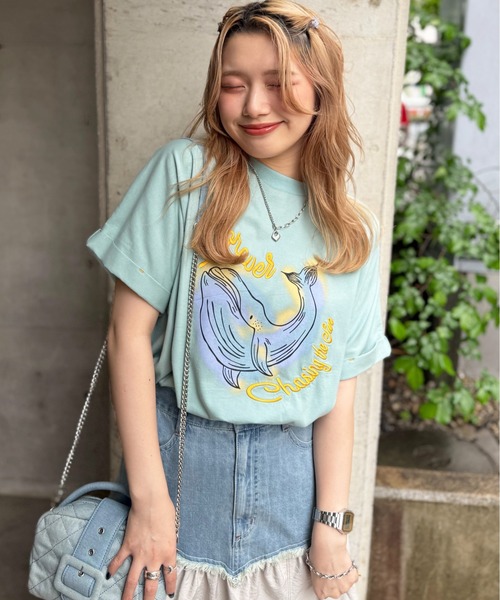 「DOUBLE NAME」 半袖Tシャツ FREE オフホワイト レディース_画像9