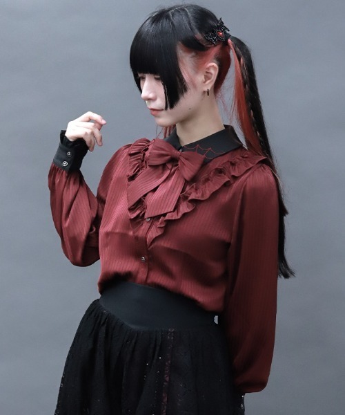 NIBBLE POISON（ニブルポイズン） ブラウス シャツ シャドーストライプ