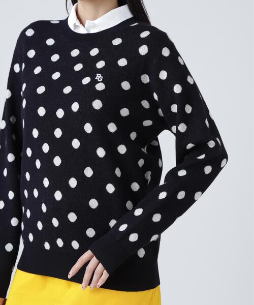 PEARLY GATES ニット セーター 14Gダブルジャガードカシミヤ混クルー