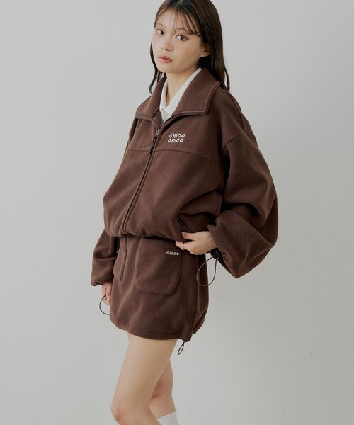 もこもこフリース　ショート丈　タイトスリットスカート　セットアップ　秋冬　可愛い Chico（チコ） スカート 「セットアップ対応」フリース台形ミニ