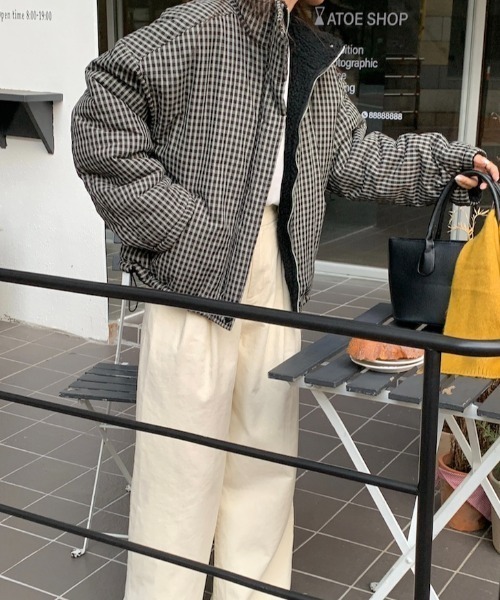 FAVORITO コート アウター 2wayリバーシブルチェック柄ブルゾン