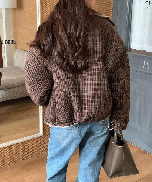 FAVORITO コート アウター 2wayリバーシブルチェック柄ブルゾン