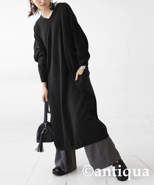 antiqua（アンティカ） ニットワンピース FREE ブラック レディース