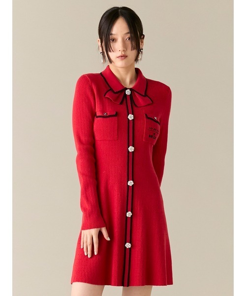 LILY BROWN×MARY QUANT ビジューボタンミニニットワンピース LILY BROWN（リリーブラウン） ワンピース 「LILY BROWN×MARY QUANT