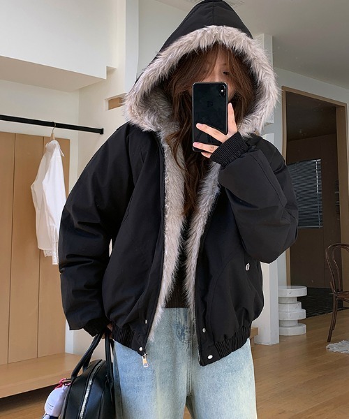 ブルゾン アウター ファードッキングショート丈ブルゾン レディース