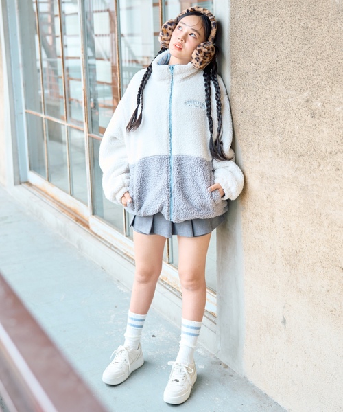 耳付きボアブルゾン140白 Cura Closet ブルゾン アウター 「k.kozu73 select」ノーカラー