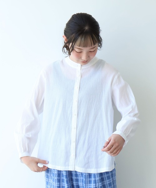 bulle de savon（ビュルデサボン） ブラウス シャツ シャーリング 