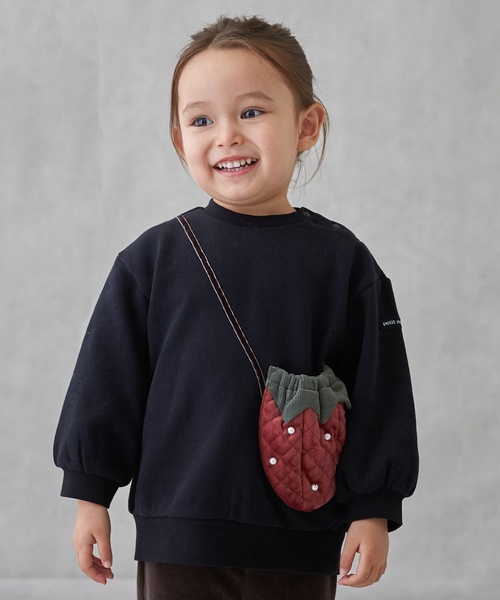 petit main トレーナー 「裏起毛」いちごポシェットトレーナー キッズ 