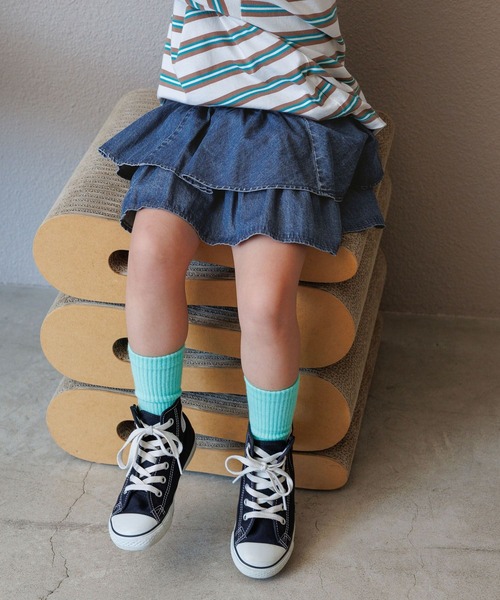 GLOBAL WORK（グローバルワーク） スカート インナー付きデニムフリル