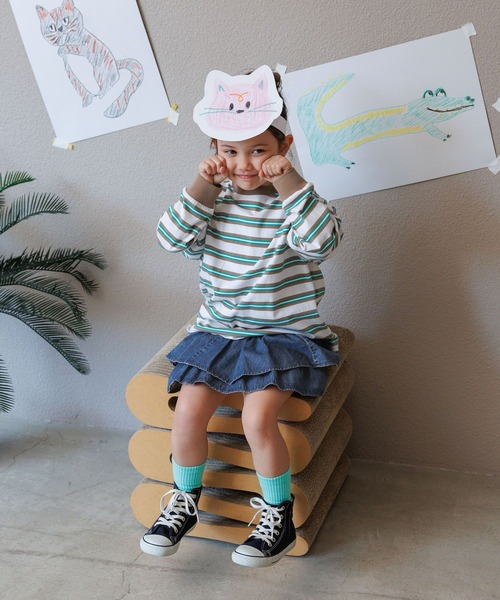 GLOBAL WORK（グローバルワーク） スカート インナー付きデニムフリル