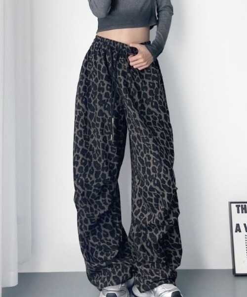 LETee パンツ レオパード柄ワイドパンツ レディース : ZOZOTOWN Yahoo
