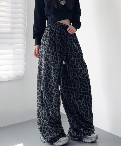 LETee パンツ レオパード柄ワイドパンツ レディース : ZOZOTOWN Yahoo