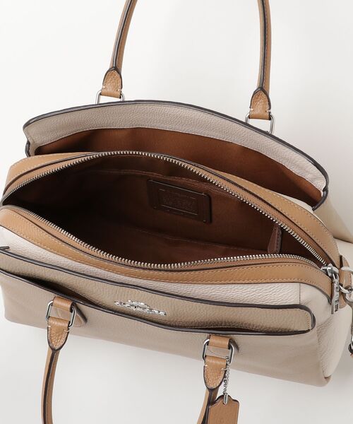 COACH ベージュ ビジネスバッグ コーチシグネチャー 2WAY ブリーフケース ベージュ×黒 メンズ ビジネス
