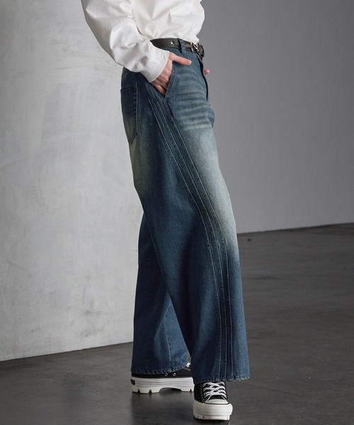 「SERACE」 デニムパンツ M インディゴブルー メンズ_画像6