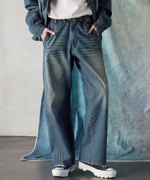 「SERACE」 デニムパンツ M インディゴブルー メンズ_画像7
