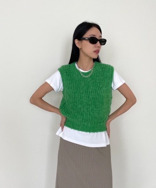 「Didot.showroom」 ニットベスト FREE キャメル レディース_画像2