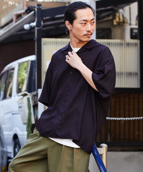 「FREAK'S STORE」 半袖シャツ LARGE ブラウン メンズ_画像4