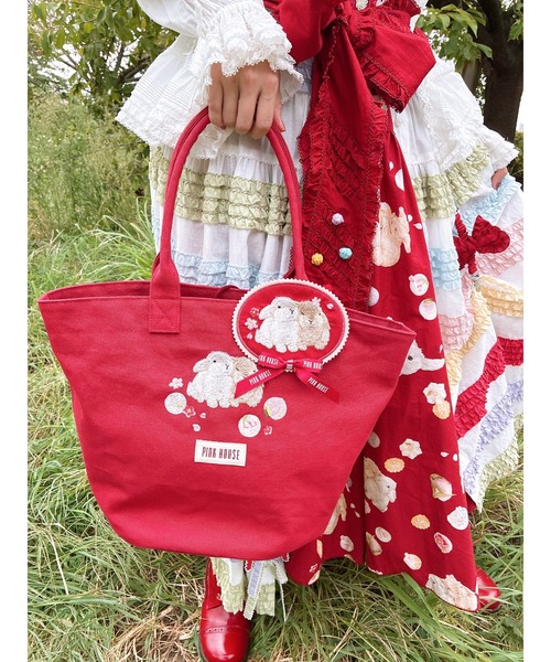 新品 PINK HOUSE 幸見うさぎ刺繍ワッペン ピンク ブローチ コサージュ PINK HOUSE（ピンクハウス） ブローチ 幸見うさぎ刺繍ワッペン