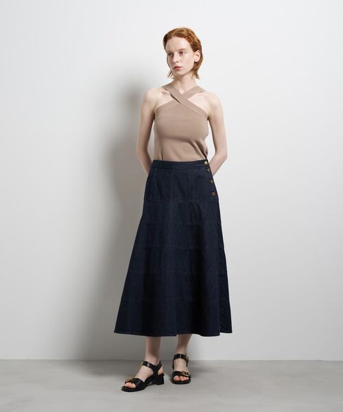 LANVIN en Bleu スカート Lee×LANVIN Bleuデニムフレアスカート