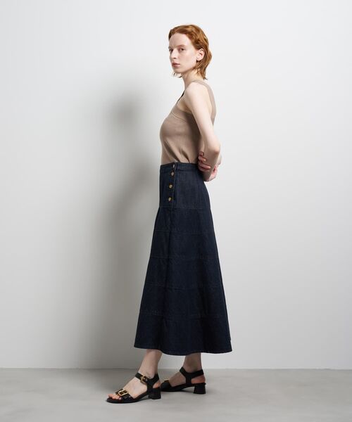LANVIN en Bleu スカート Lee×LANVIN Bleuデニムフレアスカート