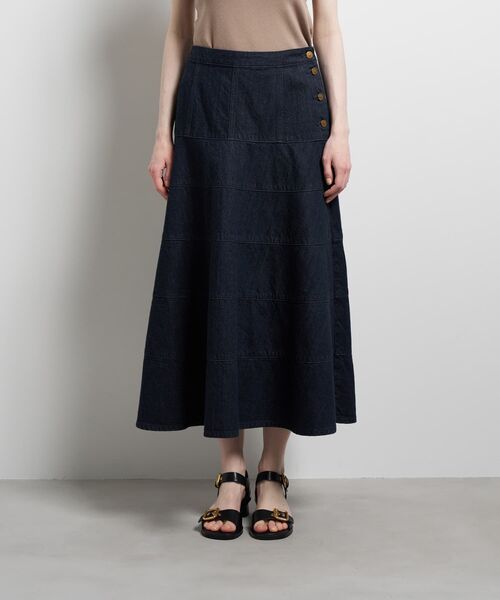 LANVIN en Bleu スカート Lee×LANVIN Bleuデニムフレアスカート