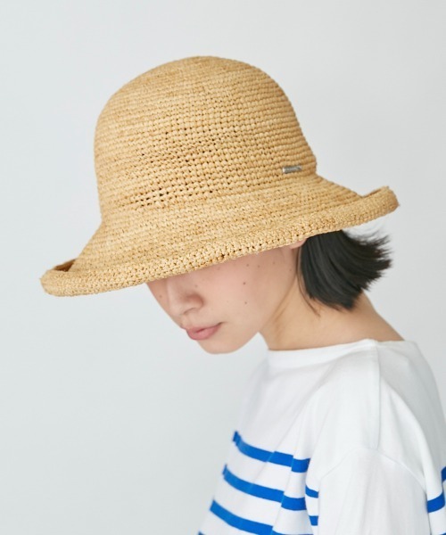 「OVERRIDE」 ストローハット M/57.5cm ベージュ レディース_画像9