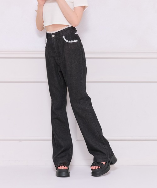 「apres jour」 デニムパンツ LARGE ライトブルー レディース_画像5