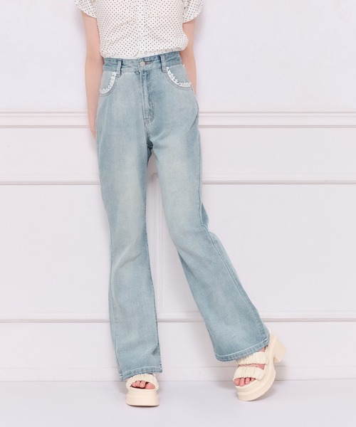 「apres jour」 デニムパンツ LARGE ライトブルー レディース_画像9