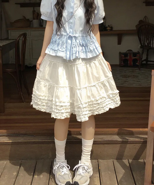 アイボリーフリル刺繍フレアスカート ティアードフリルスカート | フレアスカート | NOELA OFFICIAL WEB STORE